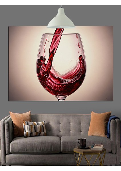 Kırmızı Şarap Kadehi Damla Dekoratif Kanvas - Mdf Ahşap Tablo fiyatları