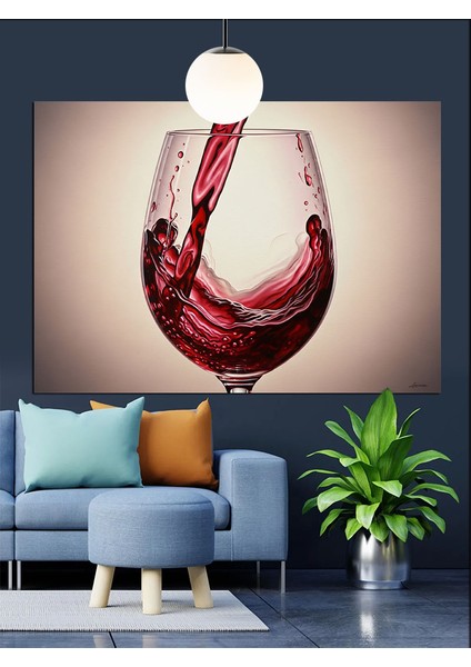 Kırmızı Şarap Kadehi Damla Dekoratif Kanvas - Mdf Ahşap Tablo fırsatları
