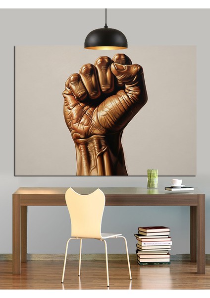 Havaya Kalkmış Yumruk Simgesi Dekoratif Kanvas - Mdf Ahşap Tablo