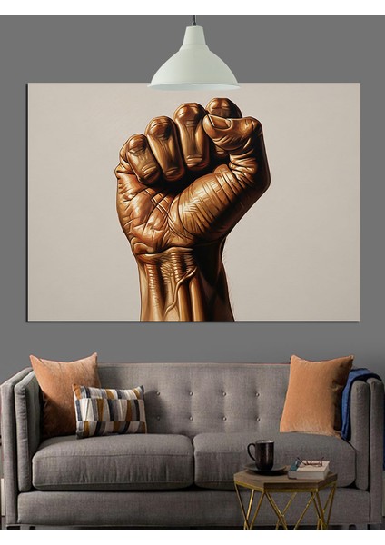 Havaya Kalkmış Yumruk Simgesi Dekoratif Kanvas - Mdf Ahşap Tablo indirimleri