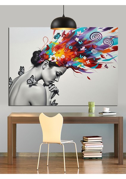 Soyut Renkli Kadın Portresi Dekoratif Kanvas - Mdf Ahşap Tablo modelleri