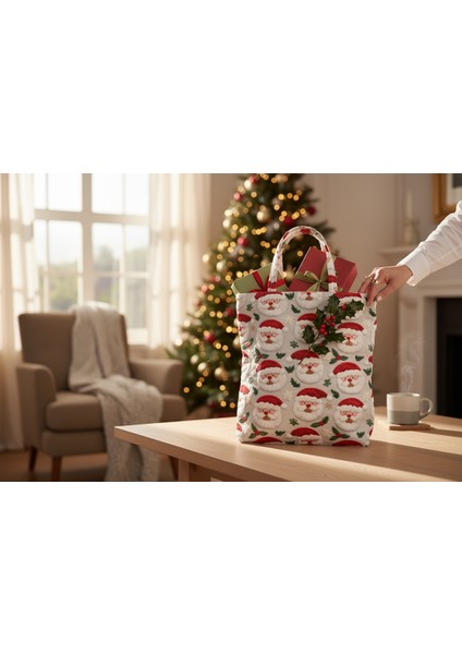 Kumaş Yeni Yıl Çantası, Bez Çanta, Hediye Poşeti, Noel Baba Çanta fırsatları