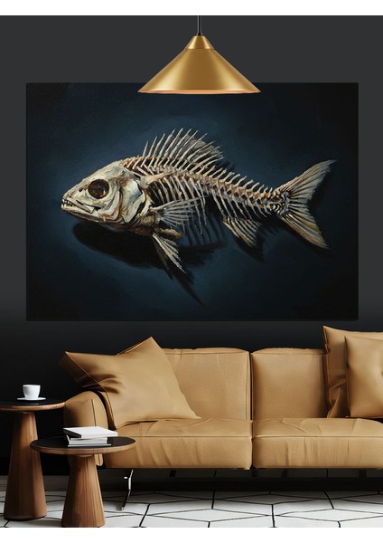 Balık Iskelet Dekoratif Kanvas - Mdf Ahşap Tablo fiyatları
