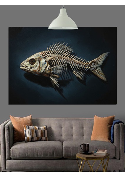 Balık Iskelet Dekoratif Kanvas - Mdf Ahşap Tablo fırsatları