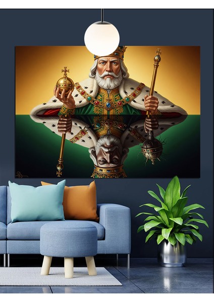 Kral ve Asası Dekoratif Kanvas - Mdf Ahşap Tablo fiyatları