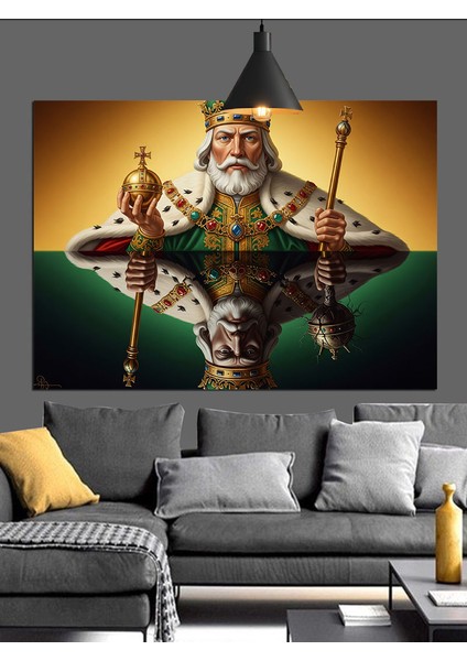 Kral ve Asası Dekoratif Kanvas - Mdf Ahşap Tablo fırsatları