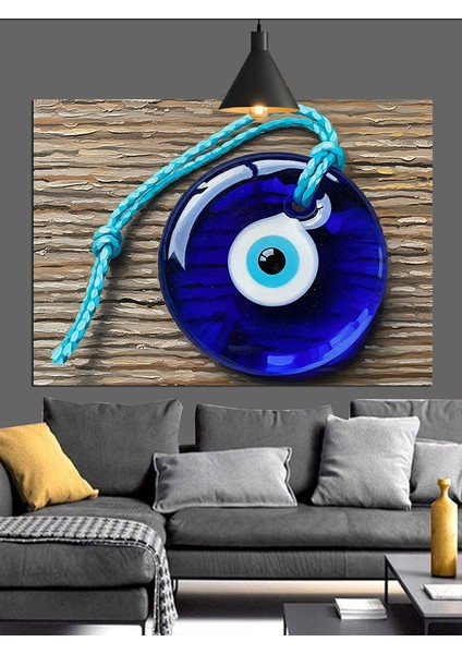 Nazar Boncuğu Mavi Göz Dekoratif Kanvas - Mdf Ahşap Tablo