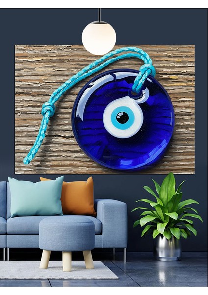 Nazar Boncuğu Mavi Göz Dekoratif Kanvas - Mdf Ahşap Tablo fırsatları