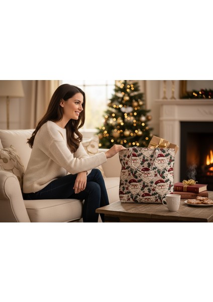 Kumaş Yeni Yıl Çantası, Bez Çanta, Hediye Poşeti, Noel Baba Çanta indirimleri