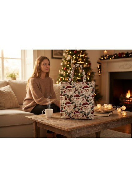 Kumaş Yeni Yıl Çantası, Bez Çanta, Hediye Poşeti, Noel Baba Çanta