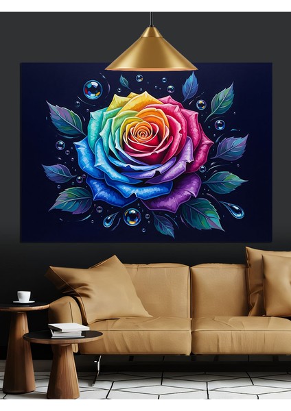 Gökkuşağı Gülü Soyut Sanat Dekoratif Kanvas - Mdf Ahşap Tablo modelleri