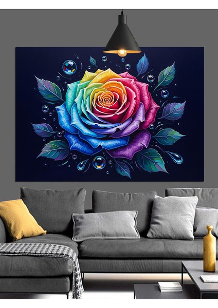Gökkuşağı Gülü Soyut Sanat Dekoratif Kanvas - Mdf Ahşap Tablo fırsatları