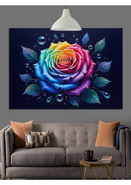 Gökkuşağı Gülü Soyut Sanat Dekoratif Kanvas - Mdf Ahşap Tablo indirimleri
