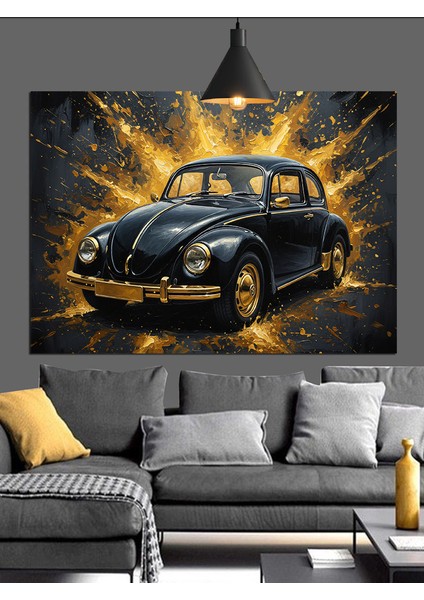 Siyah Klasik Araba Şehir Dekoratif Kanvas - Mdf Ahşap Tablo modelleri