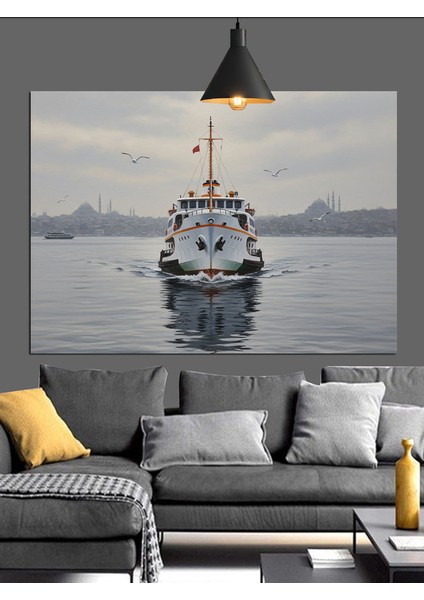 Denizde Gemi Yüzen Tekne Dekoratif Kanvas - Mdf Ahşap Tablo modelleri