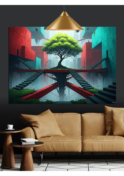 Hayat Ağacı Soyut Sanat Dekoratif Kanvas - Mdf Ahşap Tablo modelleri