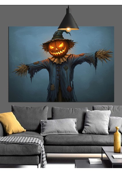 Korkuluk Cadılar Bayramı Teması Dekoratif Kanvas - Mdf Ahşap Tablo