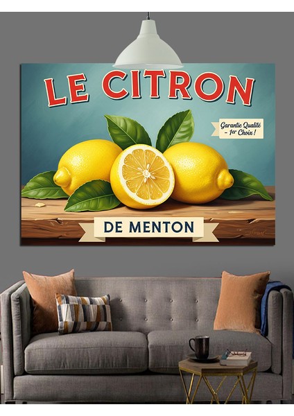 Limon Reklamı Retro Afiş Dekoratif Kanvas - Mdf Ahşap Tablo
