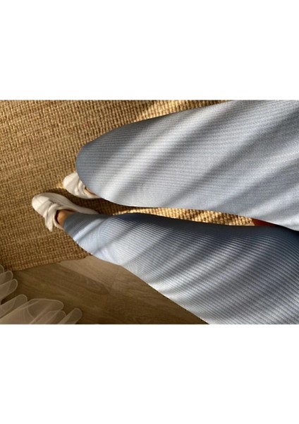 Gri Fitilli Tayt, Toparlayıcı Yüksek Bel Fitilli Çizgili Spor Günlük Kadın Tayt fiyatları