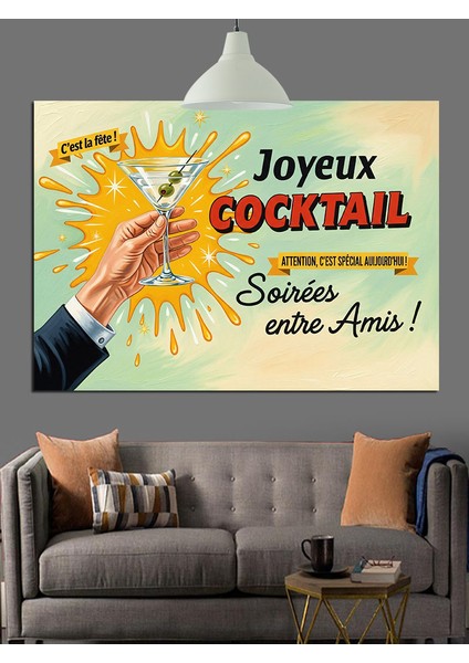 "neşeli Kokteyl" Retro Afiş Dekoratif Kanvas - Mdf Ahşap Tablo fırsatları