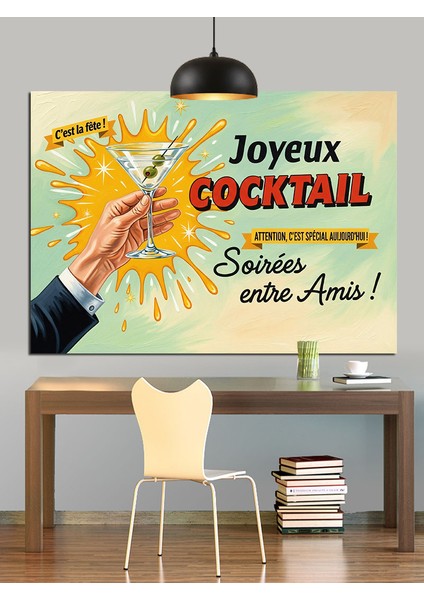 "neşeli Kokteyl" Retro Afiş Dekoratif Kanvas - Mdf Ahşap Tablo indirimleri