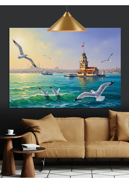 Kız Kulesi Deniz Manzarası Dekoratif Kanvas - Mdf Ahşap Tablo modelleri