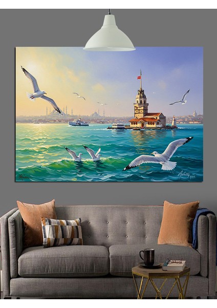 Kız Kulesi Deniz Manzarası Dekoratif Kanvas - Mdf Ahşap Tablo indirimleri