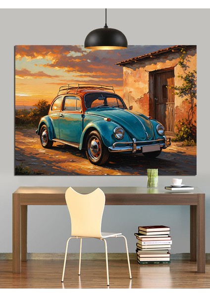 Klasik Yeşil Araba Sahil Dekoratif Kanvas - Mdf Ahşap Tablo fiyatları