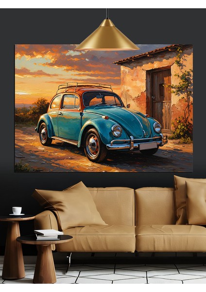 Klasik Yeşil Araba Sahil Dekoratif Kanvas - Mdf Ahşap Tablo fırsatları