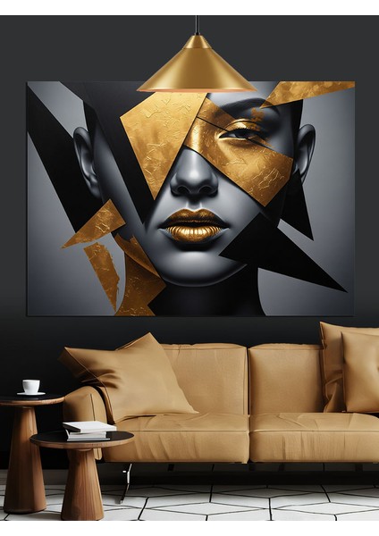 Soyut Portre Yüz Geometrik Şekiller Dekoratif Kanvas - Mdf Ahşap Tablo fiyatları