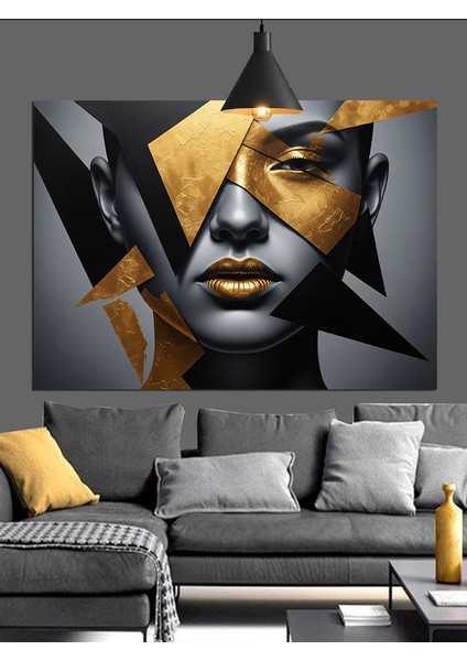 Soyut Portre Yüz Geometrik Şekiller Dekoratif Kanvas - Mdf Ahşap Tablo modelleri