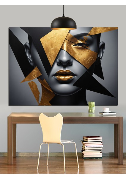 Soyut Portre Yüz Geometrik Şekiller Dekoratif Kanvas - Mdf Ahşap Tablo indirimleri