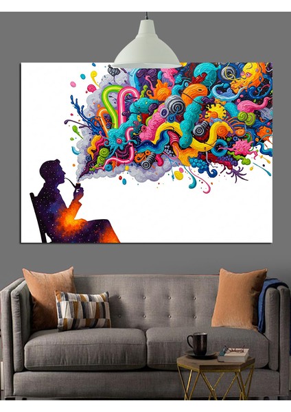 Pipo Dumanından Çıkan Renkler Dekoratif Kanvas - Mdf Ahşap Tablo fiyatları