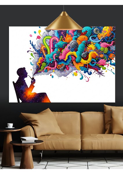 Pipo Dumanından Çıkan Renkler Dekoratif Kanvas - Mdf Ahşap Tablo indirimleri