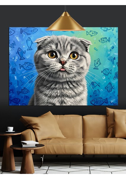 Iskoç Fold Sevimli Kedi Dekoratif Kanvas - Mdf Ahşap Tablo modelleri