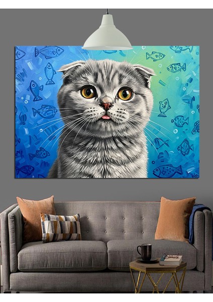 Iskoç Fold Sevimli Kedi Dekoratif Kanvas - Mdf Ahşap Tablo indirimleri