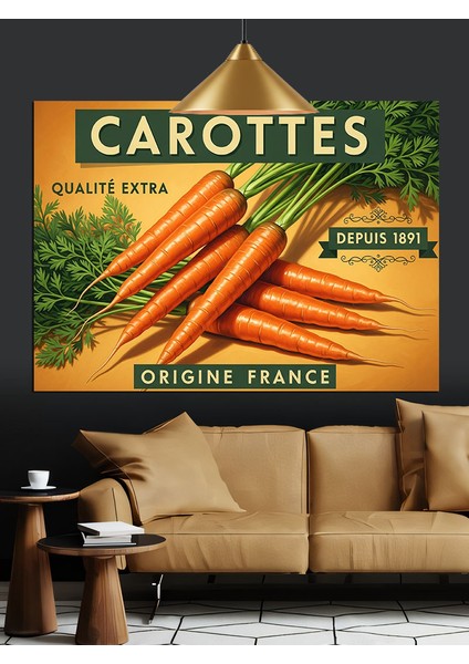 Havuç Sebze Vintage Etiket Dekoratif Kanvas - Mdf Ahşap Tablo fiyatları