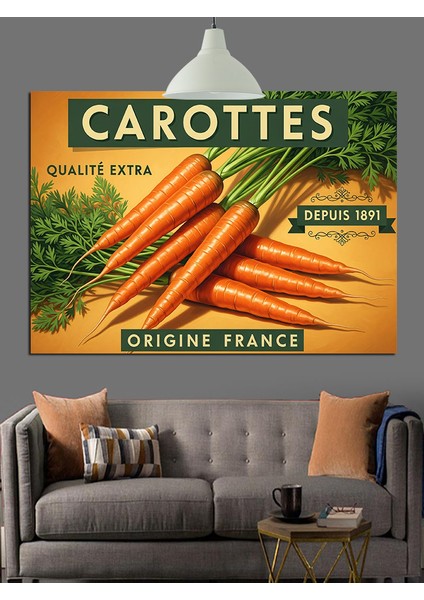 Havuç Sebze Vintage Etiket Dekoratif Kanvas - Mdf Ahşap Tablo fırsatları