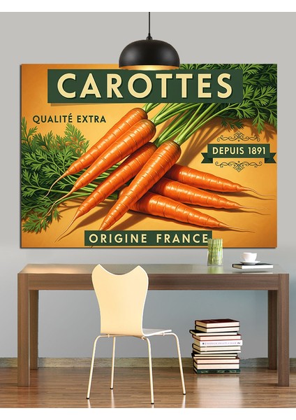 Havuç Sebze Vintage Etiket Dekoratif Kanvas - Mdf Ahşap Tablo indirimleri