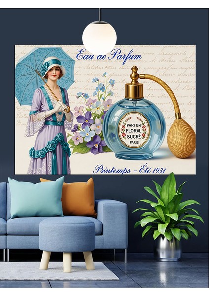 Parfüm Şişesi Kadın Figürü Dekoratif Kanvas - Mdf Ahşap Tablo fiyatları