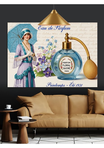 Parfüm Şişesi Kadın Figürü Dekoratif Kanvas - Mdf Ahşap Tablo modelleri