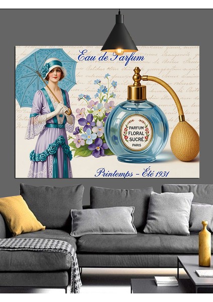 Parfüm Şişesi Kadın Figürü Dekoratif Kanvas - Mdf Ahşap Tablo fırsatları