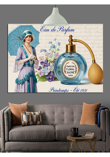 Parfüm Şişesi Kadın Figürü Dekoratif Kanvas - Mdf Ahşap Tablo indirimleri
