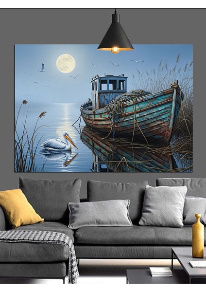 Terk Edilmiş Ahşap Gemi Enkazı Dekoratif Kanvas - Mdf Ahşap Tablo