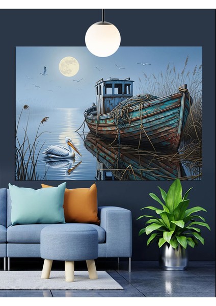 Terk Edilmiş Ahşap Gemi Enkazı Dekoratif Kanvas - Mdf Ahşap Tablo fırsatları