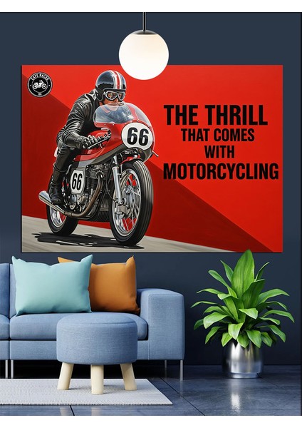 Motosiklet Yarışı Hız Tutkusu Dekoratif Kanvas - Mdf Ahşap Tablo