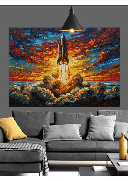 Fırlatılmış Roket Dekoratif Kanvas - Mdf Ahşap Tablo