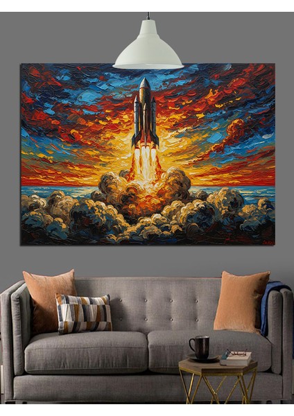 Fırlatılmış Roket Dekoratif Kanvas - Mdf Ahşap Tablo fiyatları