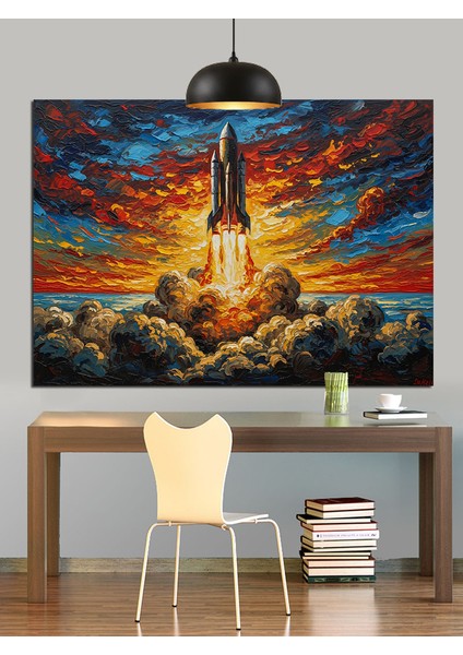 Fırlatılmış Roket Dekoratif Kanvas - Mdf Ahşap Tablo modelleri