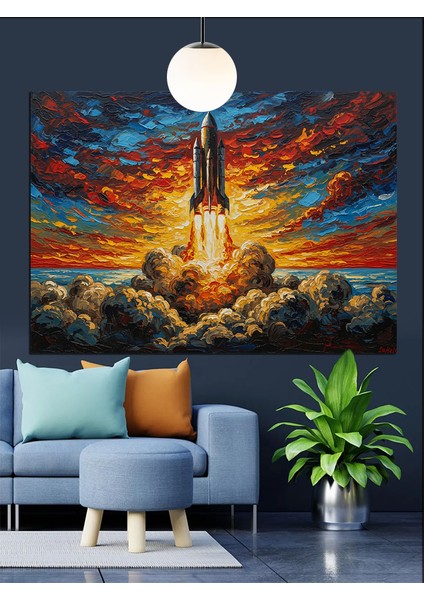 Fırlatılmış Roket Dekoratif Kanvas - Mdf Ahşap Tablo fırsatları